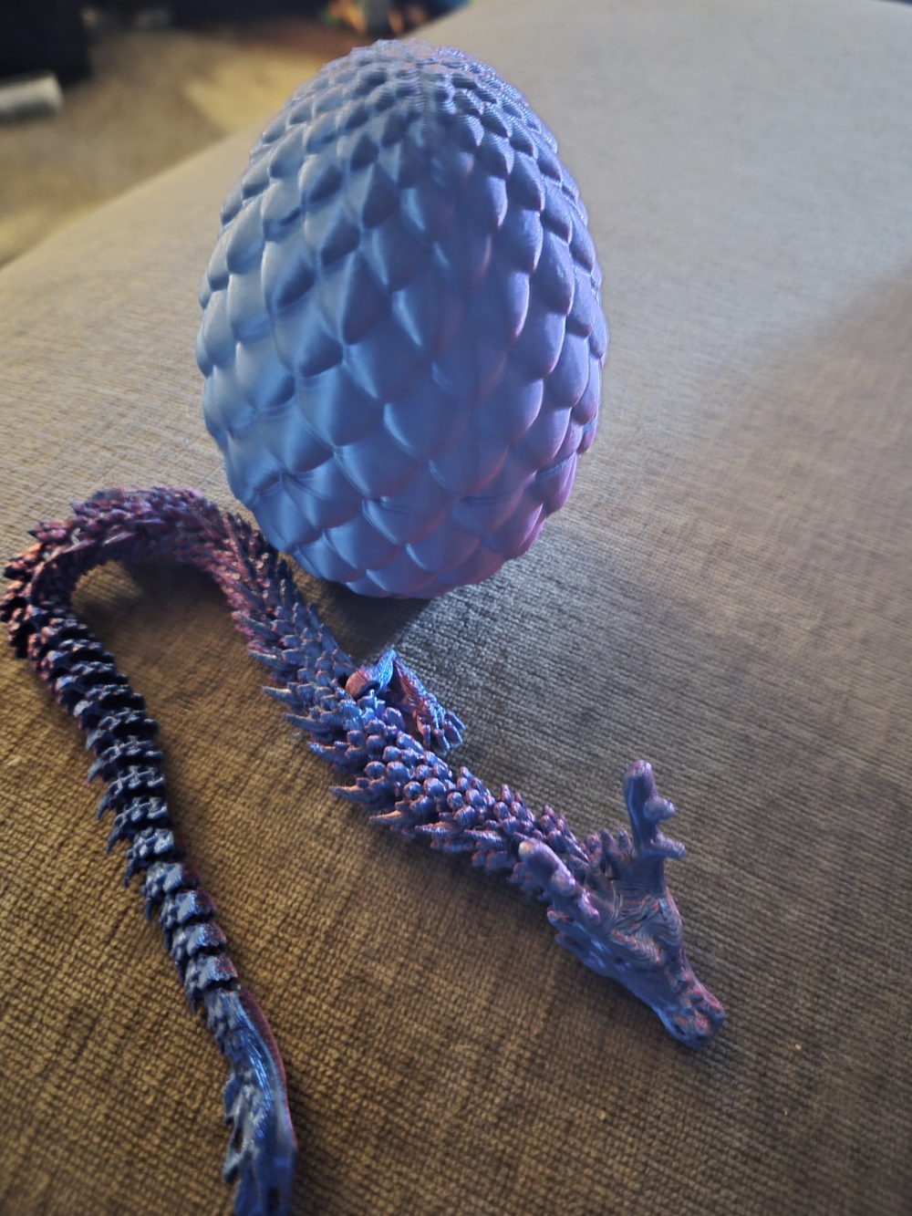 Iridescent Blue-Purple Dragon Egg & Dragon Figurine Set